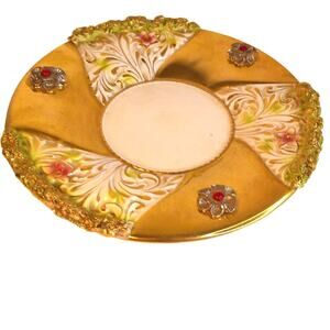 Vintage Capidomonte Porcelain Decorative Ornate Plate Platter Italy